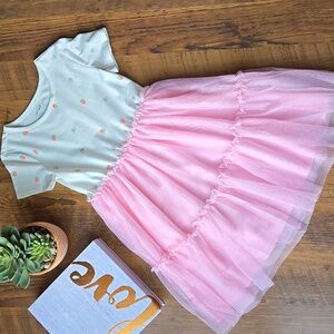 Cat & Jack Strawberry Pink And White Girls Tulle Dress